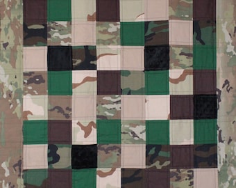 Army Baby Quilt, US Army Nursery, Military Baby Blanket, DCU, OCP, Woodland, Black Minky, Army Desert Camo, Camouflage Blanket, Boy Nursery