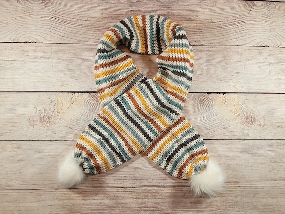 小物 90s OLD GAP Rainbow Knit Muffler. Rainbow Retro 70s Kids Scarf, Hippie Fashion Scarf, Double Knitted