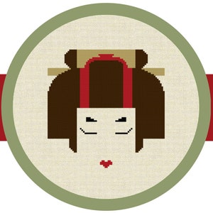 Cross Stitch Pattern Chart, Japanese Geisha