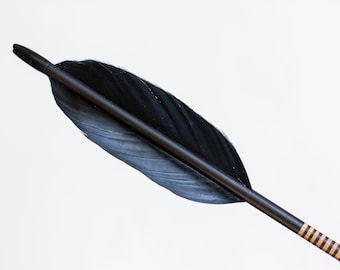 Hand Painted Cedar Arrow | All Black Tone on Tone Stripes | Minimalist Wall Decor | Moody Home Decor | Dramatic Wall Art | Made in USA