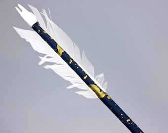 Hand Painted Cedar Arrow | Navy + Speckled Gold | Boho Wall Art | Eclectic Home Decor | Handmade Arrow Decor | One of a Kind | Made in USA