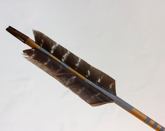 Hand Painted Cedar Arrow | Dark Taupe Color Block Stripes | Minimalist Wall Decor