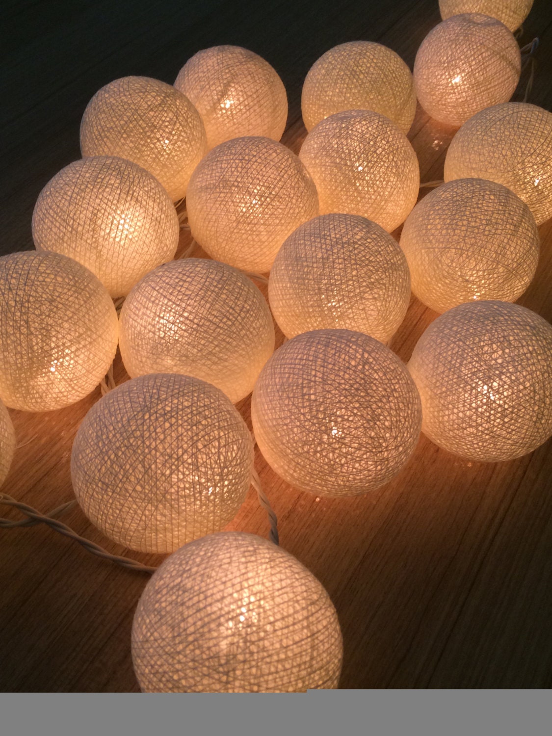 20 x Cream cotton ball string light for decor bedroom Etsy