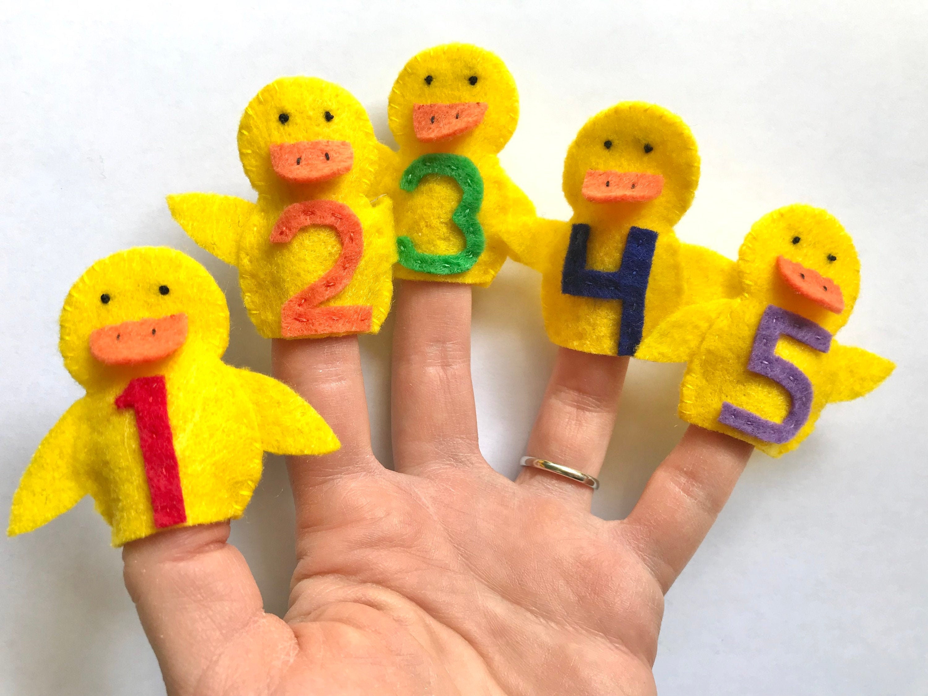 5 Five Little Ducks Felt Finger Puppets Set of 5 Etsy