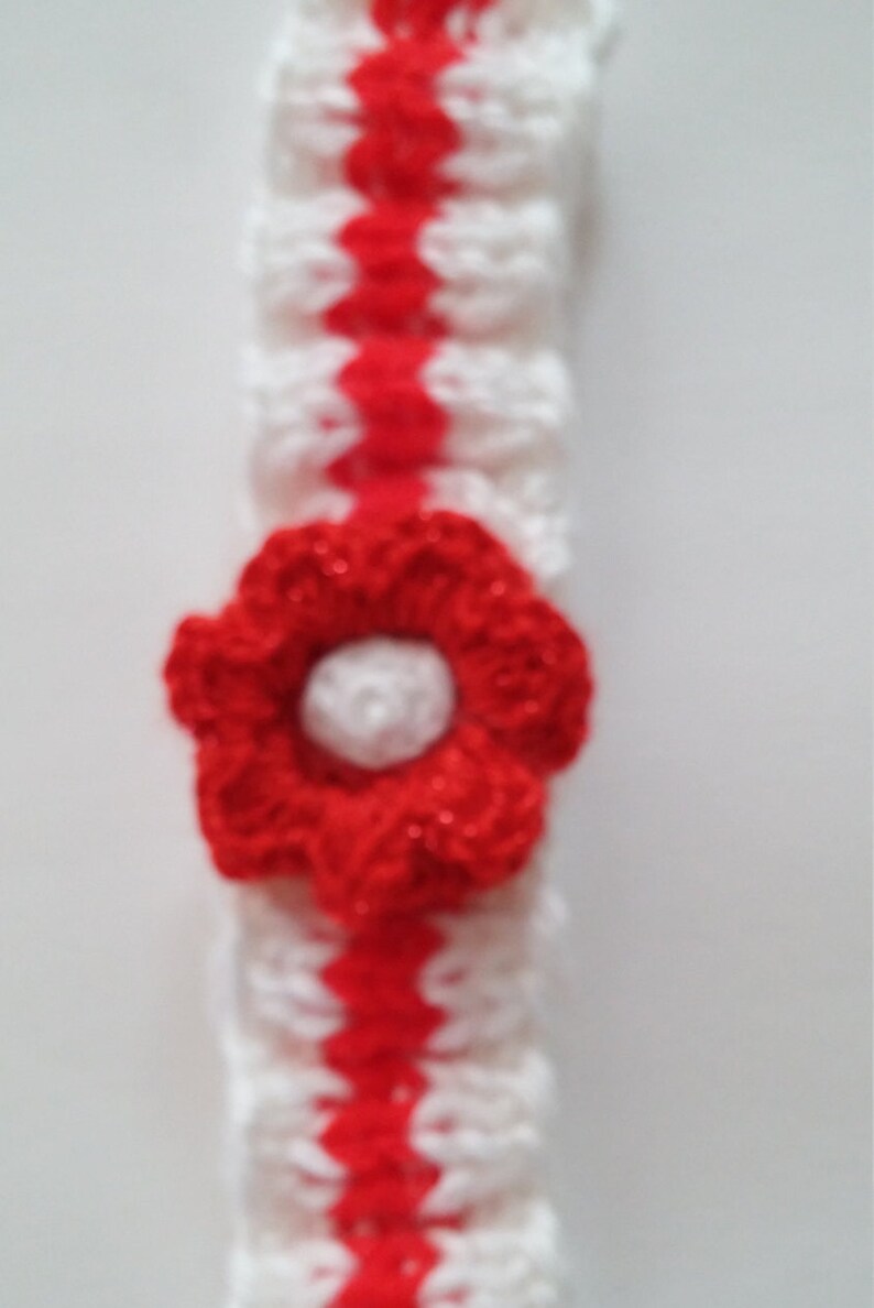 Candy Cane Stripe Hand Knit Headband W/sparkly RED Crocheted Etsy