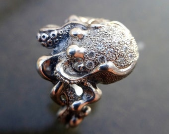 Small Octopus ring #2 with gemstones / free shipping