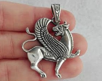 Scythian Winged Lion Pendant - Sterling Silver - Free Shipping