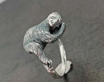 Sloth ring - Sterling Silver - Free Shipping