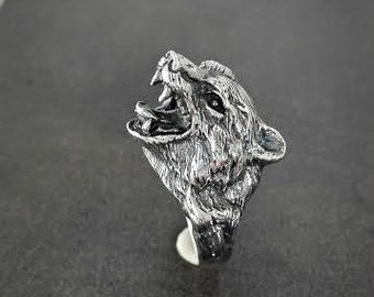 Wild Bear Ring - Grizzly - sterling silver - Free shipping