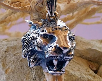 Tiger head pendant - animal jewelry - spirit animal