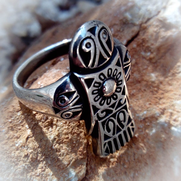 Falcon ring - Scythian ornament - Sterling Silver - Free Shipping