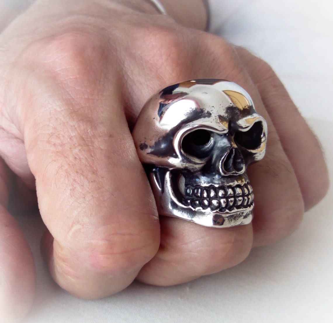 Huge Skull Ring Biker Silver Ring Free Shipping Etsy