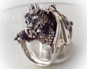 Sleeping Dragon Ring - Sterling Silver - Free Shipping