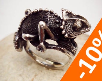 Chameleon ring I. - Sterling Silver - Free Shipping - 10% FALL DISCOUNT