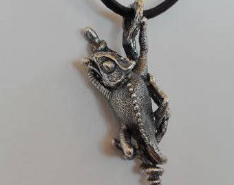 Chameleon pendant - Sterling Silver - Free Shipping