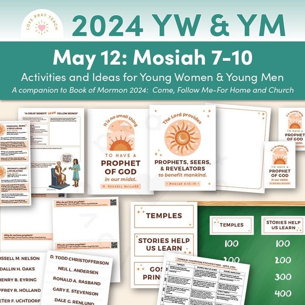 Lot de leçons imprimable Jeunes filles/Jeunes hommes 2024 du 6 au 12 mai : Mosiah 7-10 ans, guide du programme Viens, suis-moi