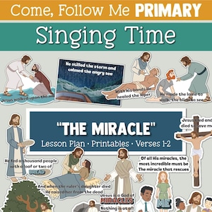 May include: A colourful printable set for teaching children about the miracles of Jesus. The set includes images of Jesus performing miracles, such as healing the sick, feeding the hungry, and calming the storm. The set also includes images of children and the text "The Miracle" and "Jesus is a God of Miracles".