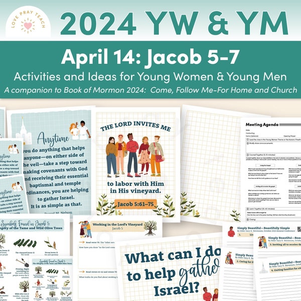 Young Women and Young Men 2024 Printable Lesson Pack for April 8–14: The Lord Labors with Us Jacob 5–7,  Come, Follow Me Program