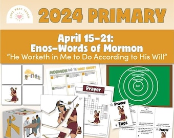 Jeugdwerkkinderen 15–21 april ‘Hij werkt in mij om te doen wat...’ Enos – Woorden van Mormon Een aanvulling op ‘Boek van Mormon 2024 Kom dan en volg Mij’