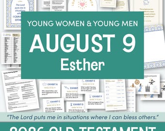 Kom, volg mij 2026 Esther Jonge Vrouwen Jonge Mannen Les 3-9 augustus | LDS Jeugdactiviteiten Handouts Posters Printbaar Direct Downloadbaar