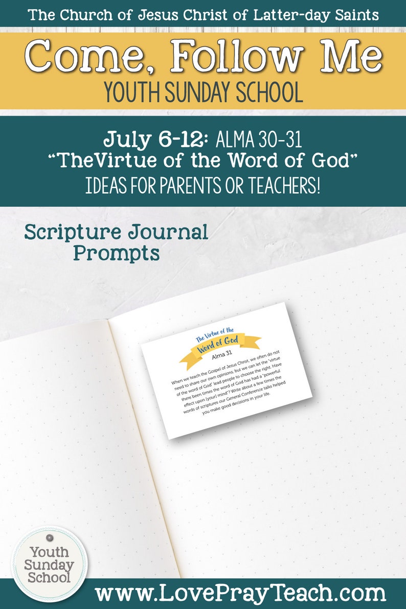 Youth Sunday School Come Follow Me Book of Mormon 2020 July Etsy