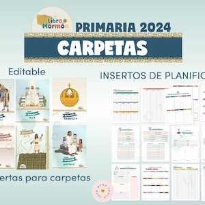 Paquete temático de la primaria 2024 para El Libro de Mormón (español): inserciones para la agenda y portadas
