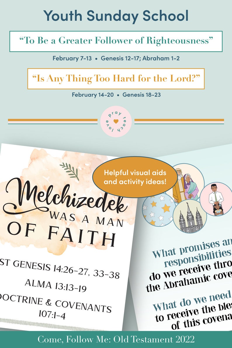 Youth Sunday School Come Follow Me 2022 Printable Lesson Pack Etsy