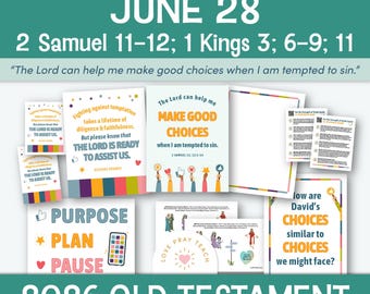 2 Samuel 11-12 et 1 Rois 3, 6-9, 11 Jeunes Filles Jeunes gens | Venez me suivre 2026 | 22-28 juin | Téléchargement numérique imprimable SDJ