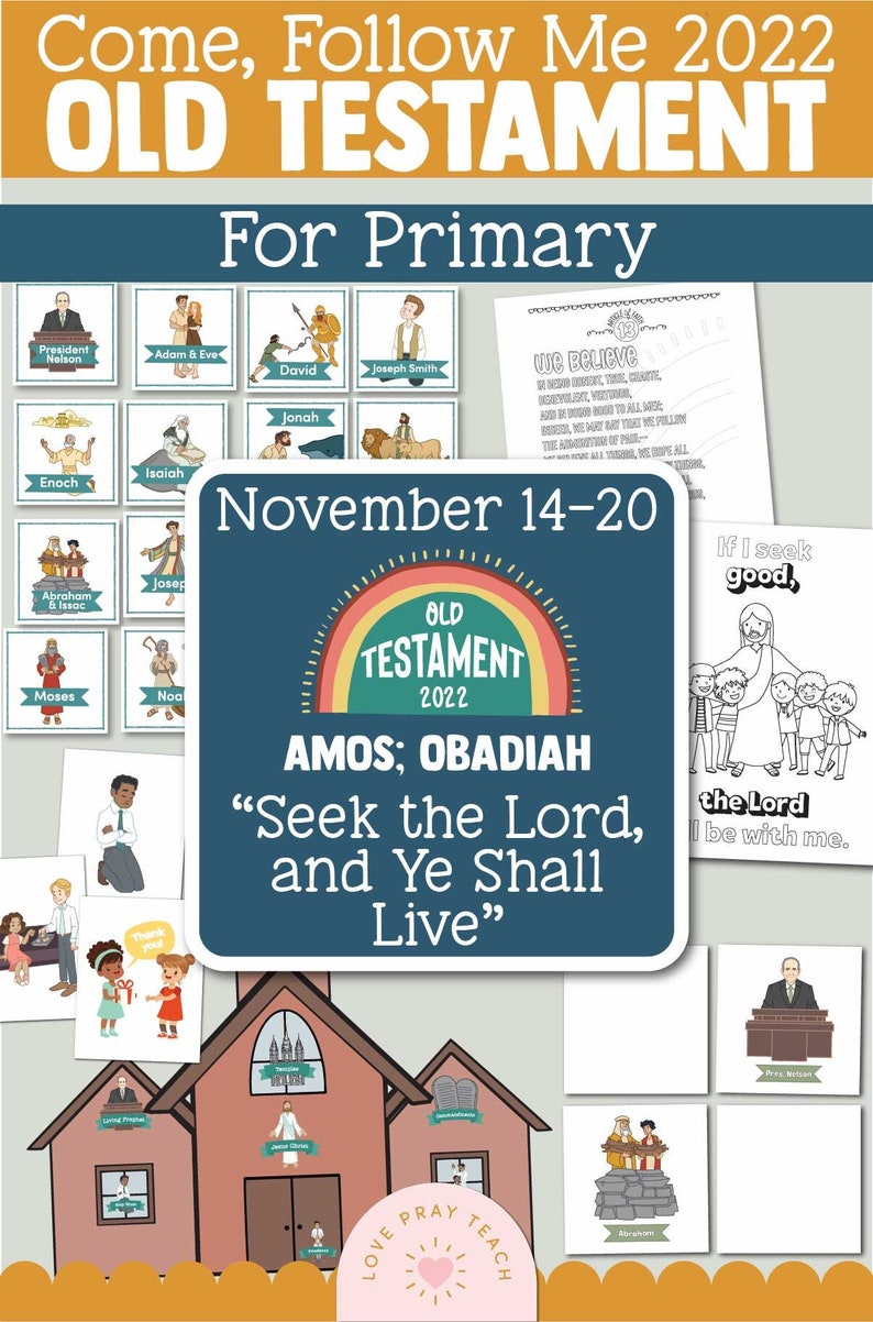 Come Follow Me for Primary 2022 November 1420 Amos Obadiah Etsy