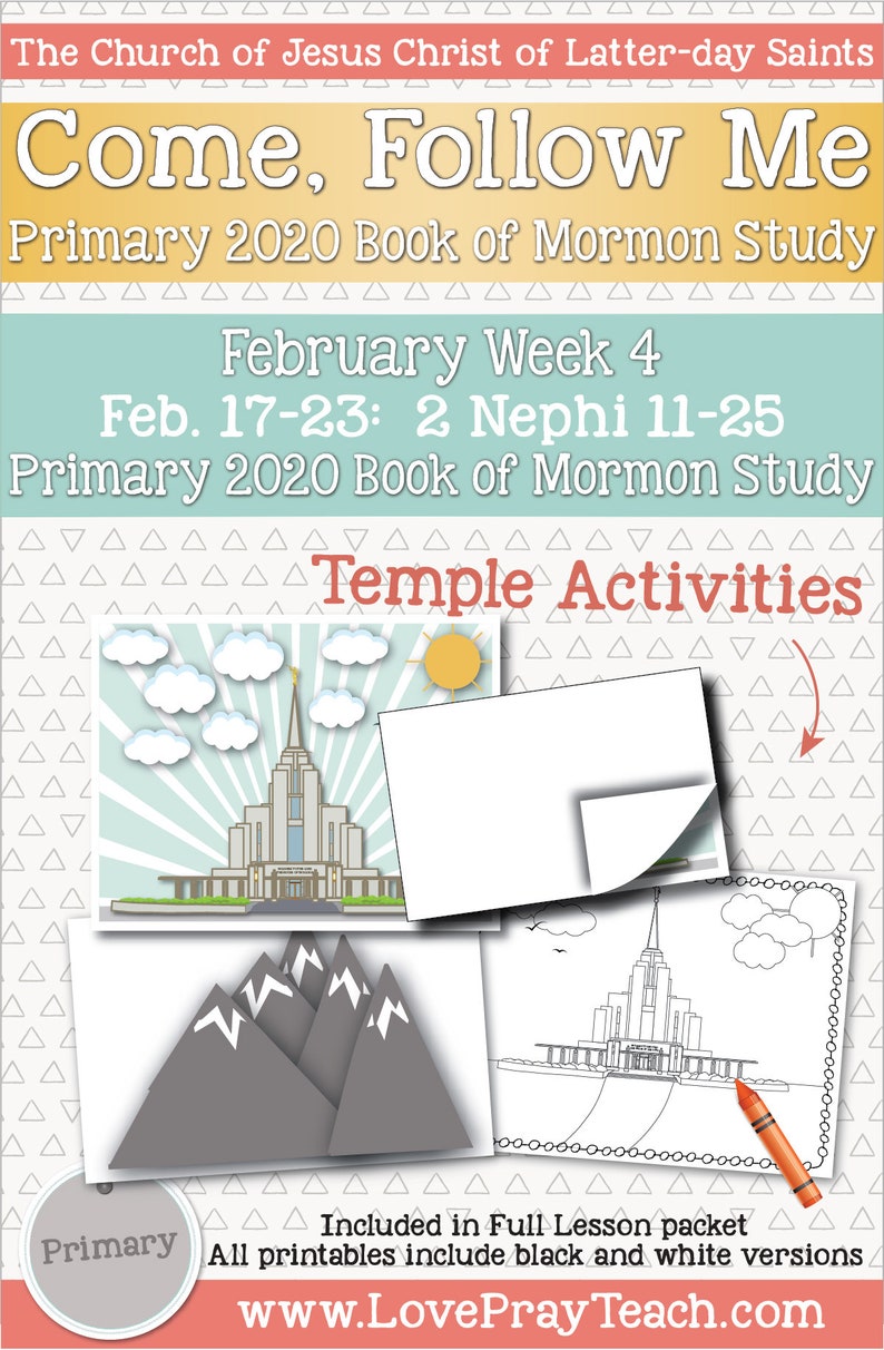 Come Follow Me for Primary February Week 4 February 1723 2 Etsy