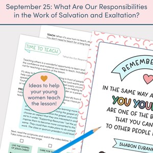 Young Women Doctrinal Topic September 25 What Are Our Responsibilities ...