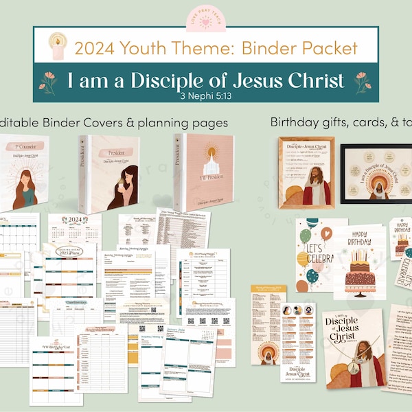 2024 Youth Theme I Am a Disciple of Jesus Christ - 3 Nephi 5:13 - Printable Packet for Youth BINDER PACKET