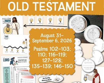 Come Follow Me 2026 Psalms 102-150 Primary Lesson Packet Aug 31-Sept 6 Old Testament Printable Activities Games LDS Kids Coloring Pages