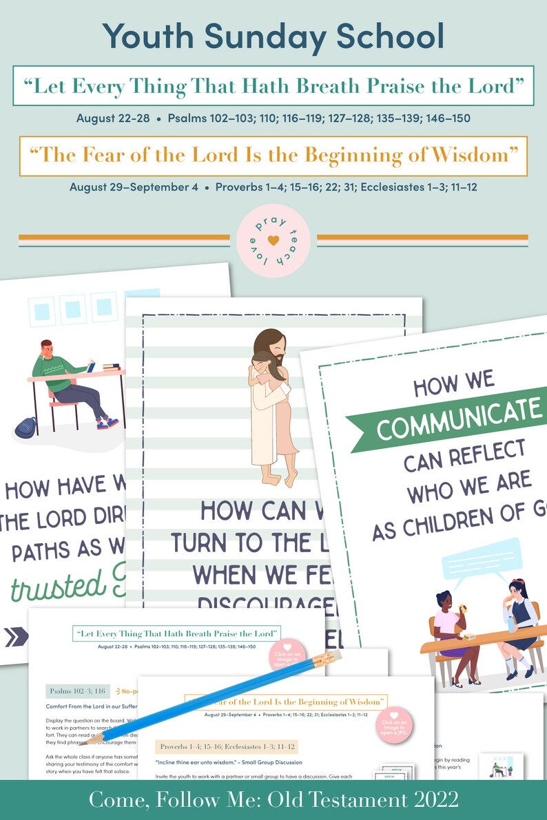 Youth Sunday School Come Follow Me 2022 Printable Lesson Pack Etsy