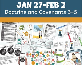 May include: A colorful printable activity pack for families to use with the Doctrine and Covenants 3-5 Come, Follow Me curriculum. The pack includes a game board, coloring pages, share cards, and a quick study guide.