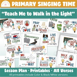 Singing Time Teach Me to Walk in the Light Primary Music Leader Flip Chart, LDS Primary Song Visual Aids, Printable Lesson Plan Activity