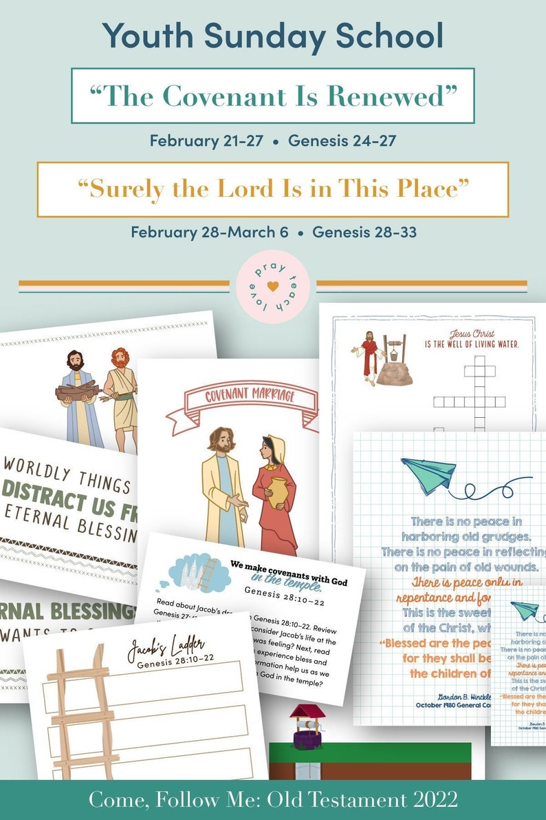 Youth Sunday School Come Follow Me 2022 Printable Lesson Pack Etsy