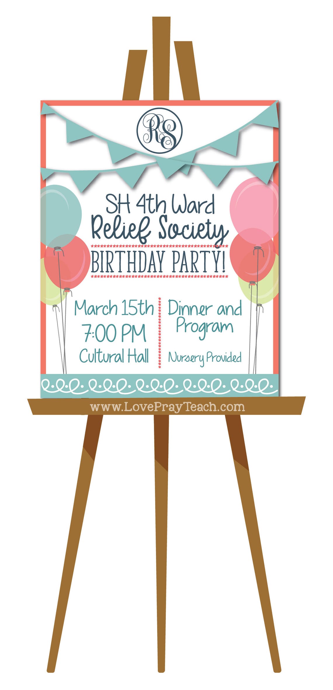 LDS Relief Society Birthday Editable Invitations Poster and Etsy