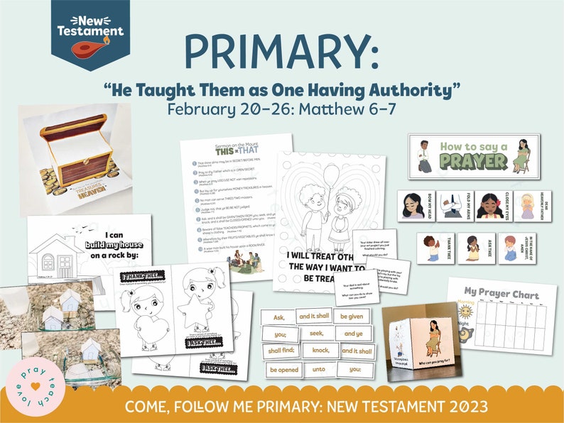 Come follow me for primary 2023 february 2026 matthew 67 etsy