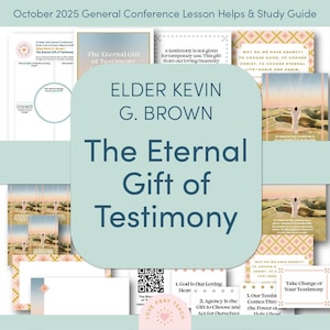 Puede incluir: Una guía de estudio para la Conferencia General de octubre de 2025, titulada "El Don Eterno del Testimonio" por el élder Kevin G. Brown. La guía incluye varias ayudas para la lección y materiales de estudio con gráficos y texto relacionados.