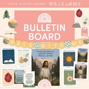 2026 Youth Theme "Walk With Me" Moses 6:34 | Bulletin Board Packet for Young Women