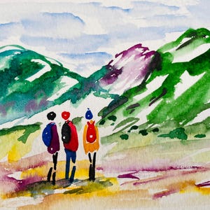 Walkers Handgemalte Karte für Walker, Aquarell, Rambler, Wanderer, zu Fuß, Grußkarte, Thinking of you, Erinnerungen, Geburtstag