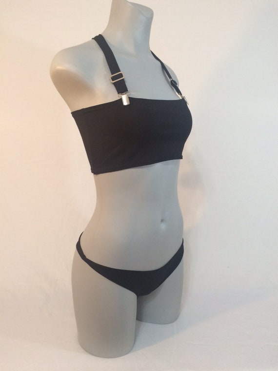 black tube top swimsuit