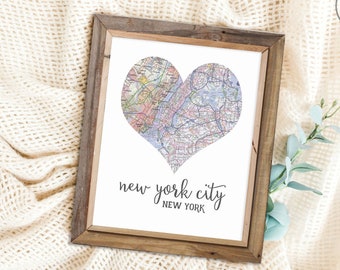 heart map new york etsy
