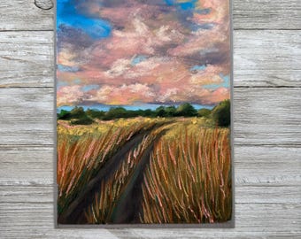 Original Hand Painted Soft Pastel Painting titled “Country Sunset”