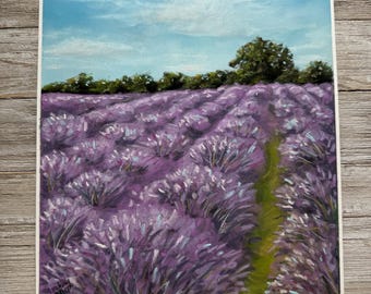 Original Hand Painted Soft Pastel Painting titled “Lavender Fields Forever”