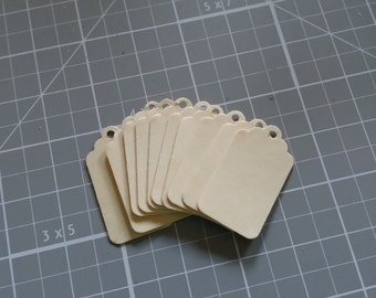 24 Hand-Punched Mini-Sized Manila Tags 1 1/8" x 5/8" For DIY