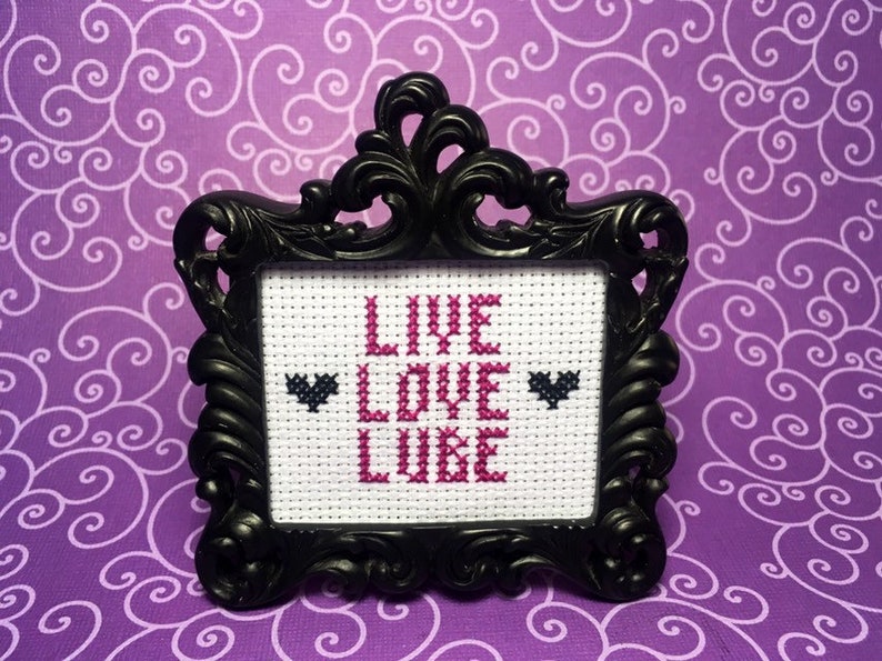 Live Love Lube MINI Cross Stitch in Black Frame