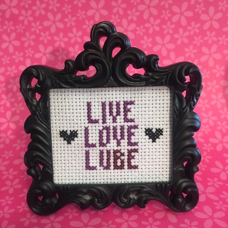 Live Love Lube MINI Cross Stitch in Black Frame