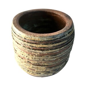 Vintage mid century modern studio ceramic pottery ribbed vase 1960s